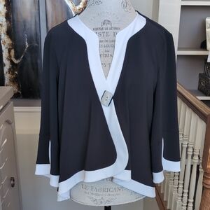 Joseph Ribkoff Black and White Open Front Cardigan. NWOT